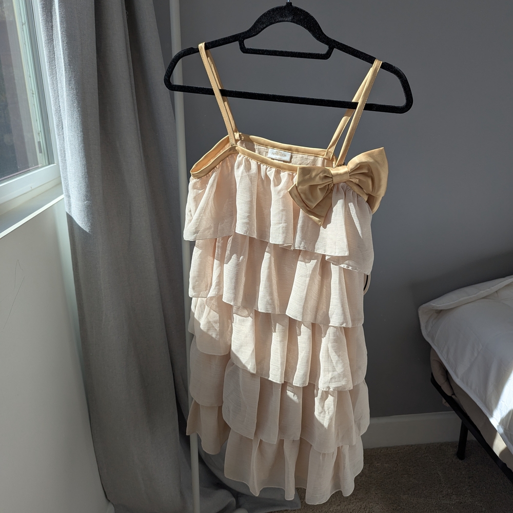 Erin Fetherston x Target Cream Ruffled Dress with Bow Size 5 Vintage